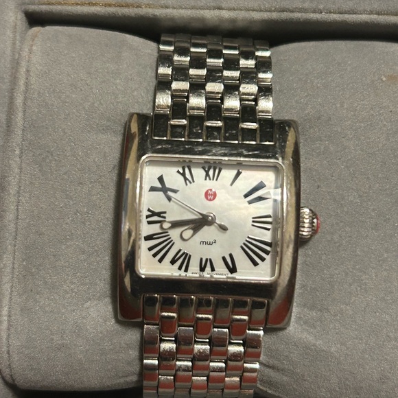 Michele Accessories - Michele MW2 28mm Square Tank MOP Ladies Watch